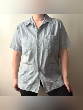 Men's vintage 70’s The Romani Collection Guayabera button up short sleeve shirt